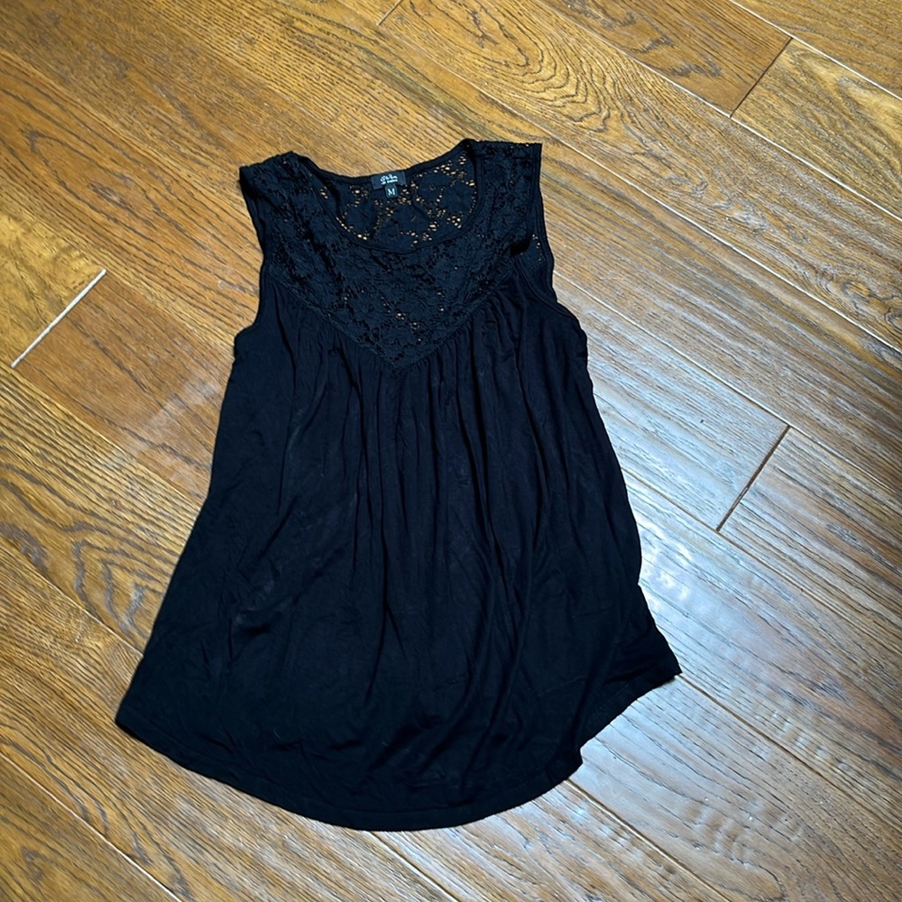 Storm Black Lace Yoke Tank Top